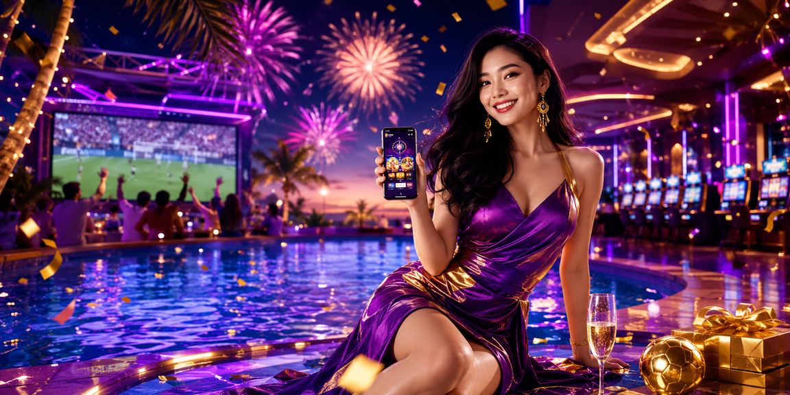 Giao diện ứng dụng casino trực tuyến với hiệu ứng neon tại Hà Nội về đêm